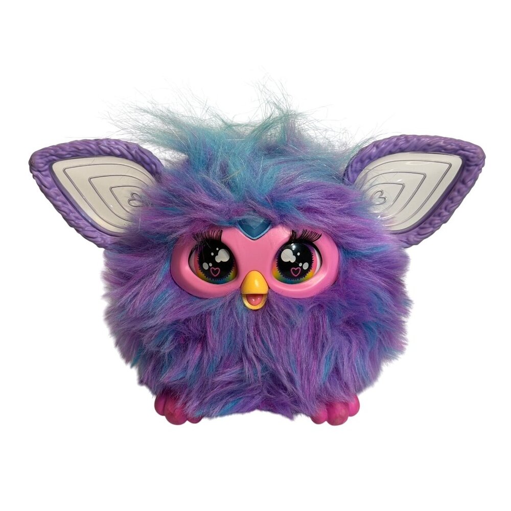 Furby Interactive Plush Toy‎ Purple Blue Furry Pink Glowing Ears TESTED 6" Gift